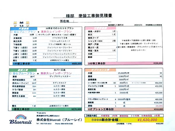 詳細な見積と丁寧な説明